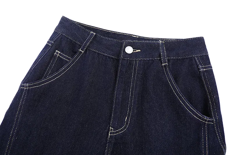 Spring 2025 Women's Mid-Waist Loose Wide-Leg Jeans - Stylish One-Button Design for Casual Comfort showcase 6