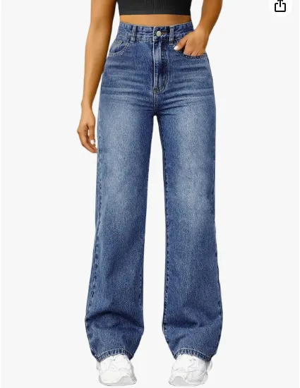 Women's Light Blue Loose Fit Straight Leg Jeans - Casual Cotton Denim Trousers for Everyday Wear thumbnail 7