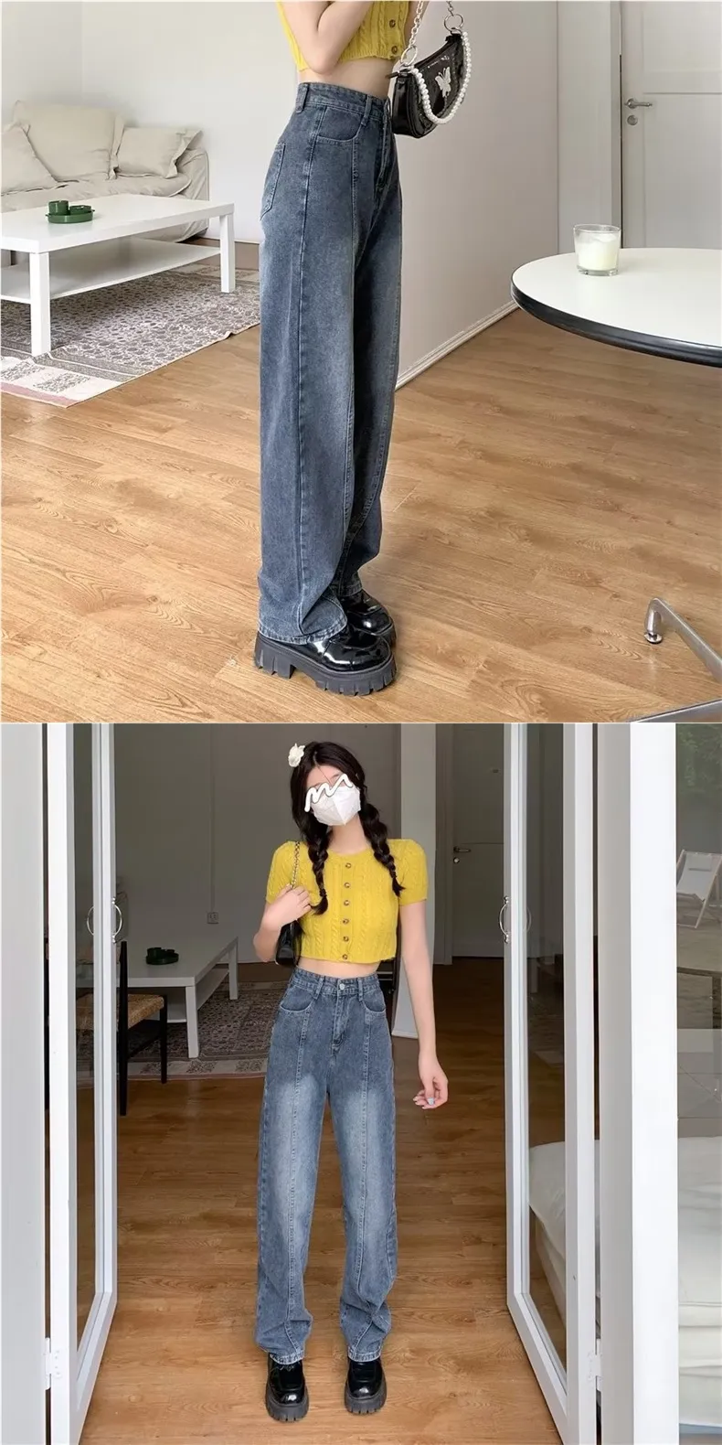 Vintage Wide-Leg Jeans for Women - American Style High Street Loose Fit Slimming Pants for Spring & Summer Petite showcase 4