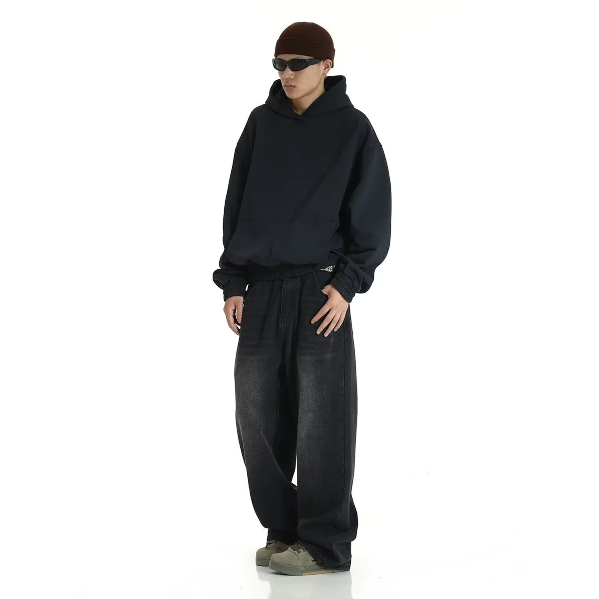Men's Retro American Style Loose Fit Straight Leg Jeans - Trendy Yellow Mud Dyed Washed Wide-Leg Pants for Autumn/Winter showcase 15
