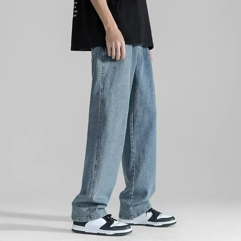 Men's Summer Thin Brand Loose Fit Straight Leg Wide Leg Floor Length Casual Jeans Pants showcase 15