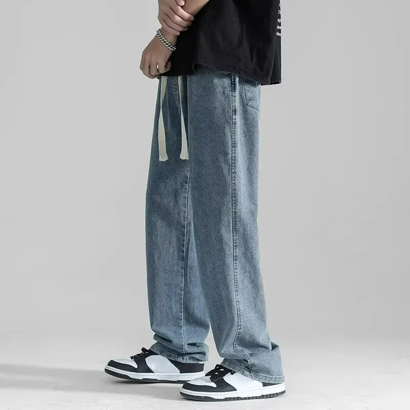 Men's Summer Thin Brand Loose Fit Straight Leg Wide Leg Floor Length Casual Jeans Pants showcase 12