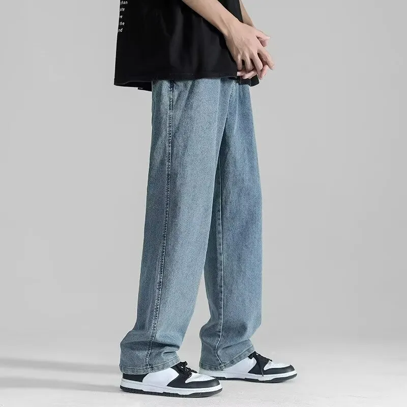 Men's Summer Thin Brand Loose Fit Straight Leg Wide Leg Floor Length Casual Jeans Pants showcase 14