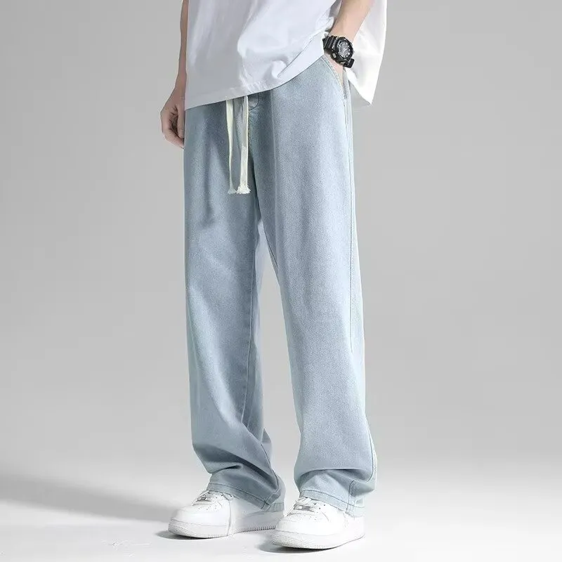 Men's Summer Thin Brand Loose Fit Straight Leg Wide Leg Floor Length Casual Jeans Pants showcase 17