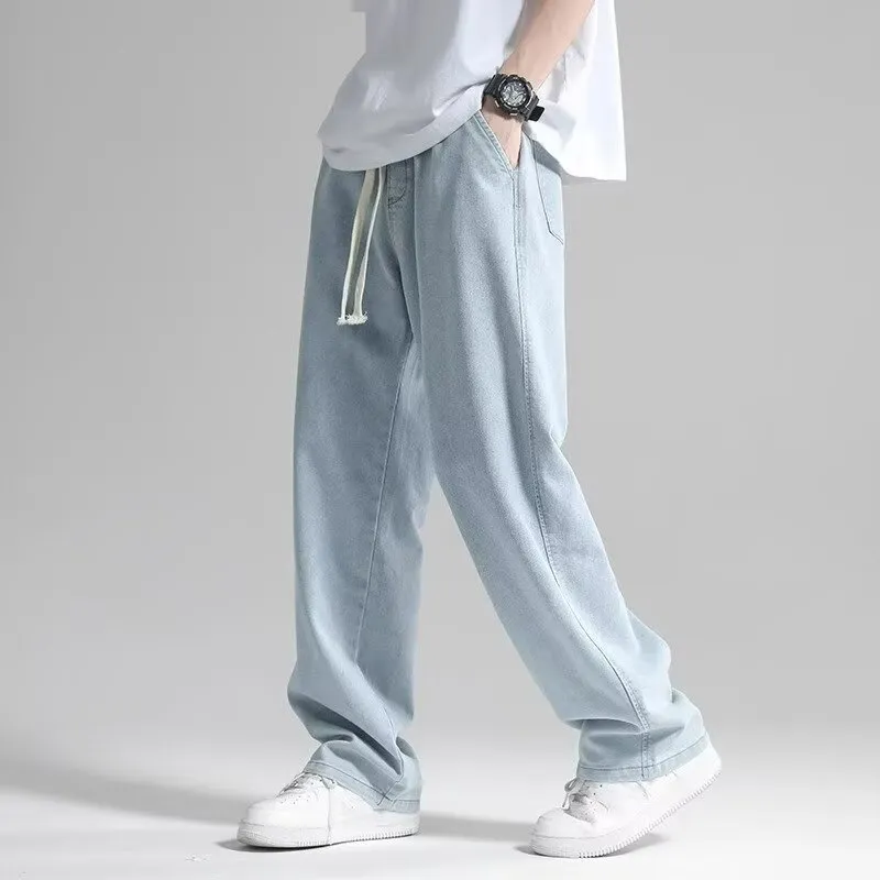 Men's Summer Thin Brand Loose Fit Straight Leg Wide Leg Floor Length Casual Jeans Pants showcase 18
