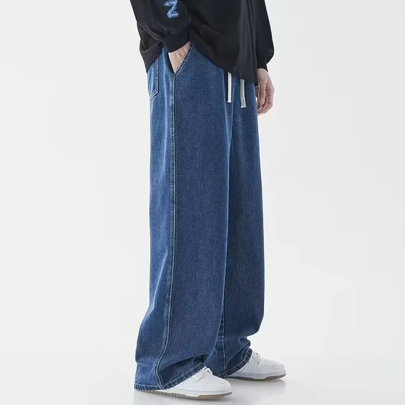 Men's Summer Thin Brand Loose Fit Straight Leg Wide Leg Floor Length Casual Jeans Pants thumbnail 8
