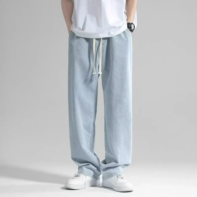 Men's Summer Thin Brand Loose Fit Straight Leg Wide Leg Floor Length Casual Jeans Pants showcase 16