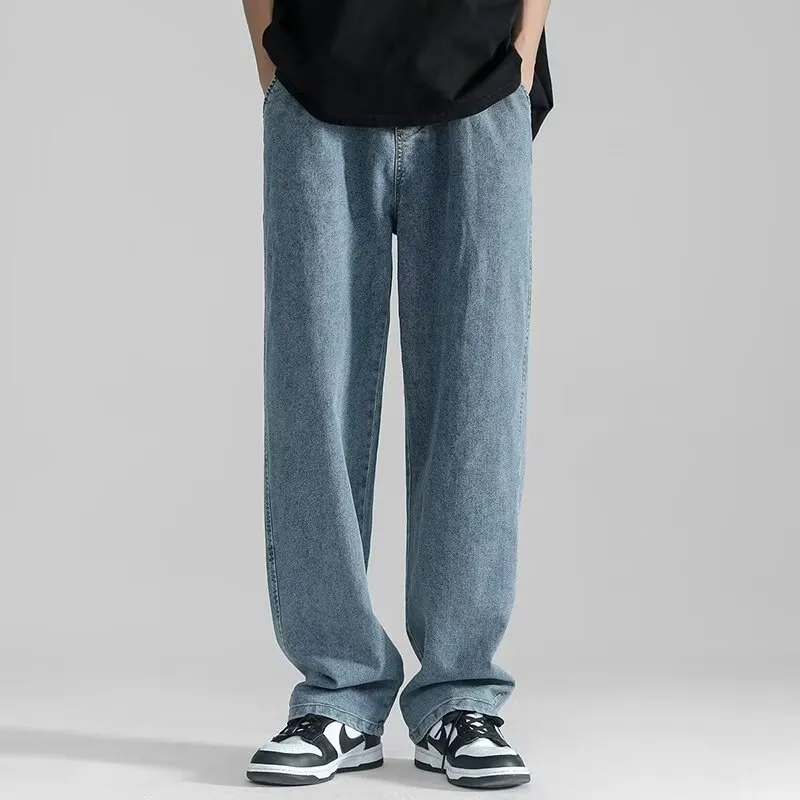 Men's Summer Thin Brand Loose Fit Straight Leg Wide Leg Floor Length Casual Jeans Pants showcase 4