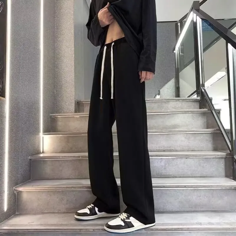 Men's Summer Thin Brand Loose Fit Straight Leg Wide Leg Floor Length Casual Jeans Pants thumbnail 7