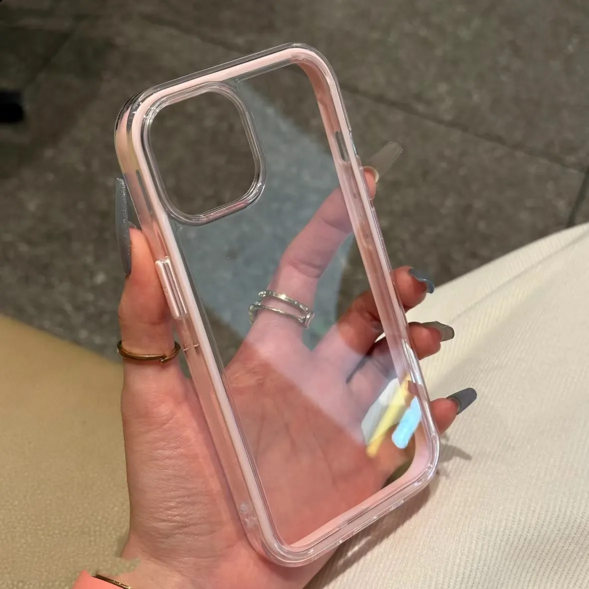 iPhone 16 Pro Max & 15 Dual-Use Transparent Candy Color Case - Shockproof Acrylic Protective Shell for Apple Smartphones thumbnail 4
