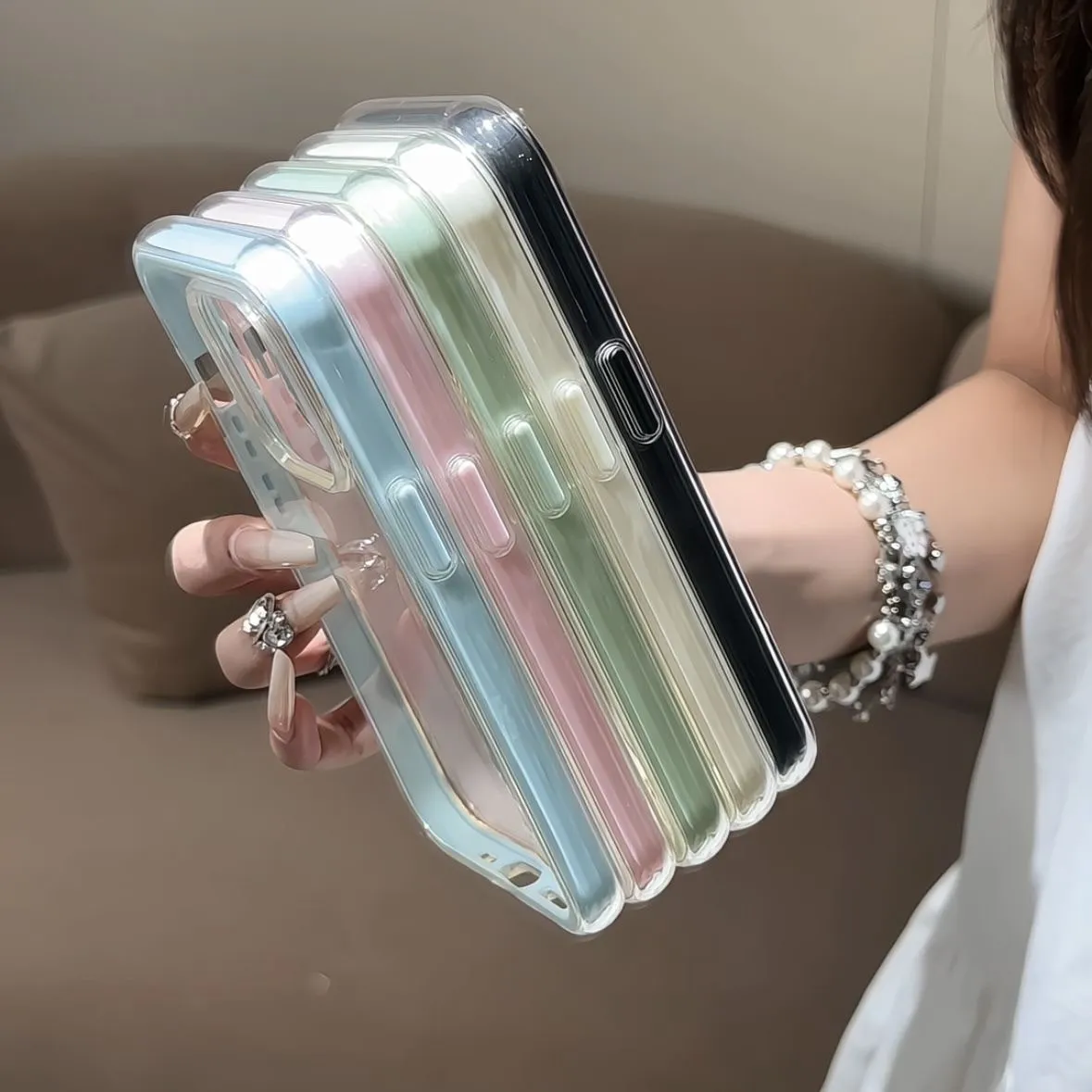 iPhone 16 Pro Max & 15 Dual-Use Transparent Candy Color Case - Shockproof Acrylic Protective Shell for Apple Smartphones showcase 2