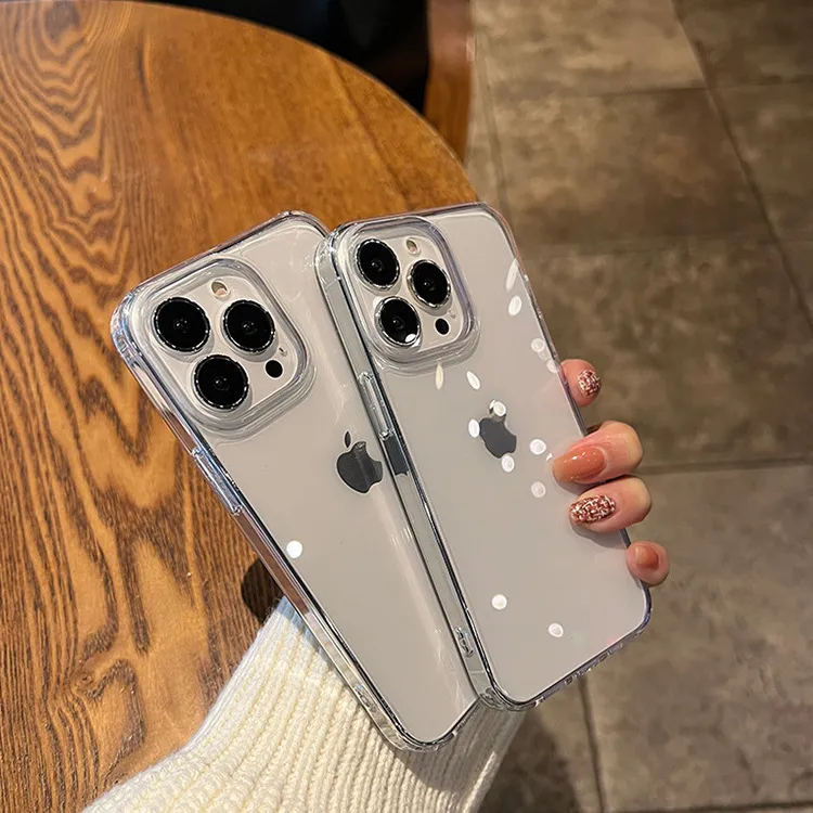 Transparent Anti-Drop Acrylic Epoxy Phone Case for Apple iPhone 13, 14 Pro Max, 15, 16, 17 Models with Groove Design showcase 2