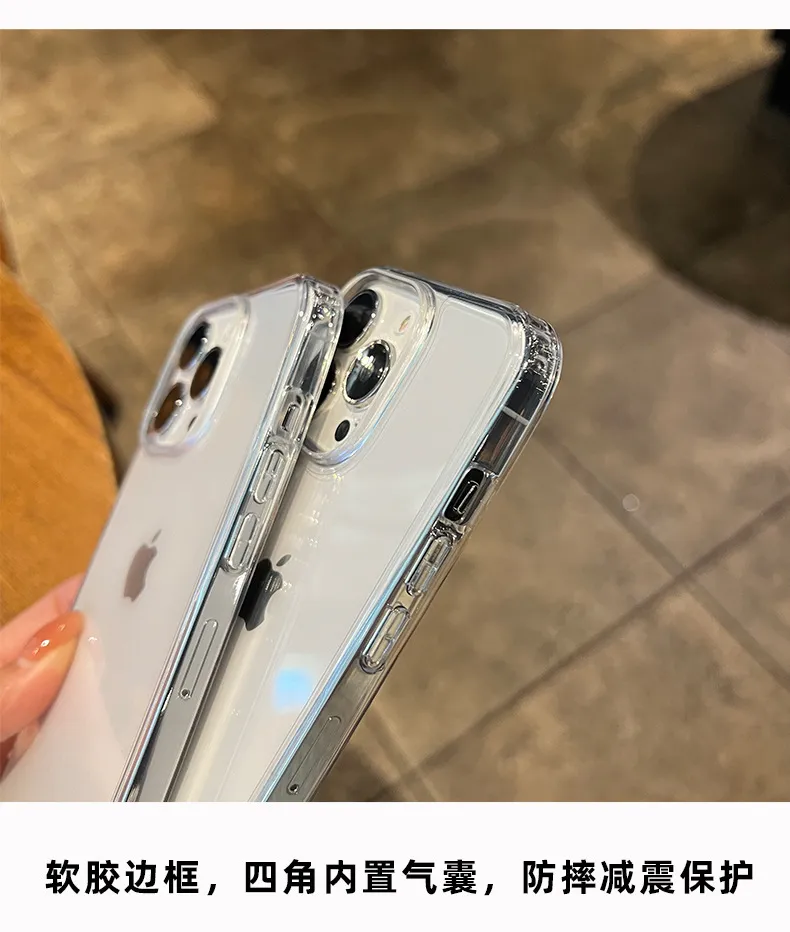 Transparent Anti-Drop Acrylic Epoxy Phone Case for Apple iPhone 13, 14 Pro Max, 15, 16, 17 Models with Groove Design showcase 6