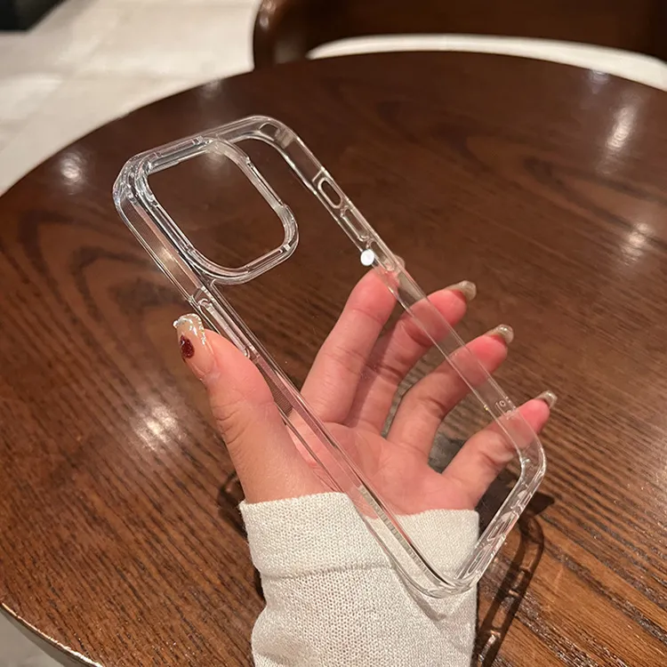 Transparent Anti-Drop Acrylic Epoxy Phone Case for Apple iPhone 13, 14 Pro Max, 15, 16, 17 Models with Groove Design showcase 1