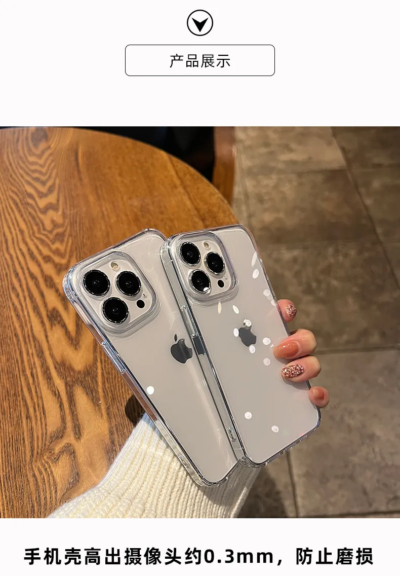 Transparent Anti-Drop Acrylic Epoxy Phone Case for Apple iPhone 13, 14 Pro Max, 15, 16, 17 Models with Groove Design showcase 5