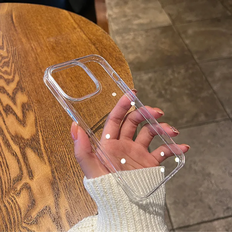Transparent Anti-Drop Acrylic Epoxy Phone Case for Apple iPhone 13, 14 Pro Max, 15, 16, 17 Models with Groove Design thumbnail 4