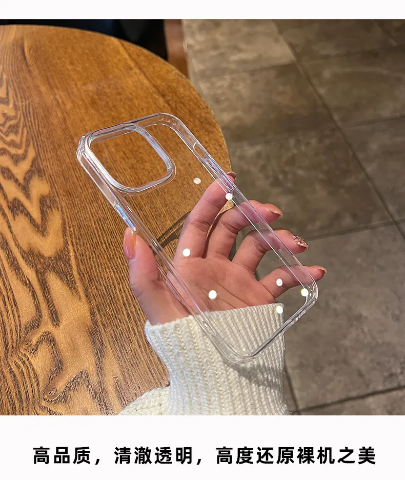Transparent Anti-Drop Acrylic Epoxy Phone Case for Apple iPhone 13, 14 Pro Max, 15, 16, 17 Models with Groove Design showcase 7