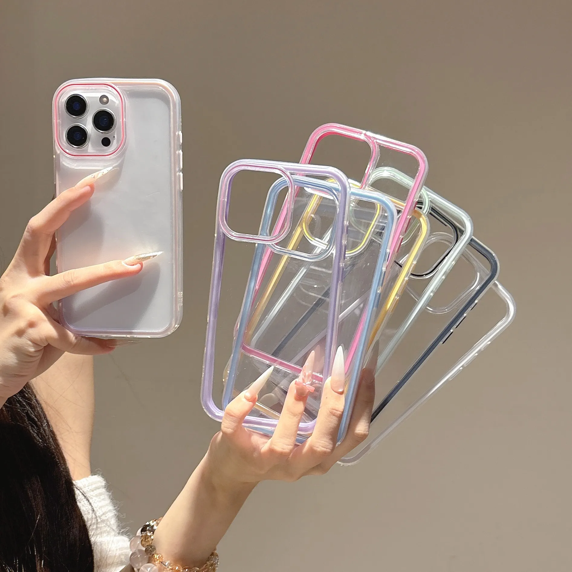 Luxury Grooved Acrylic Phone Case for iPhone 17 Pro Max, 16 Pro Max, 15 Pro Max, 14 Pro Max - Protective Shockproof Cover for Apple Devices thumbnail 1