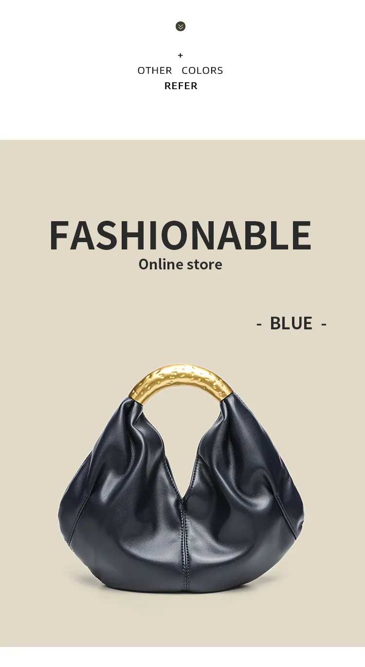 Designer Inspired Metallic Accent Soft Leather Dumpling Bag - Mini Pleated Clutch Shoulder Crossbody Bag for Women showcase 7