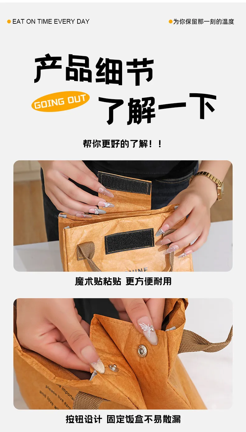 Portable Dupont Paper Lunch Box Bag for Office Workers - Insulated, Anti-Stain, Oil-Proof, Customizable for Daily Use showcase 9