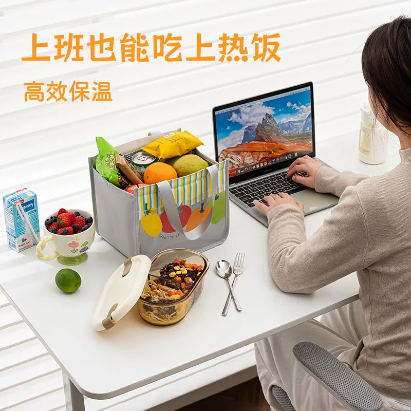 Insulated Lunch Bag for Students & Office Workers, Thickened Aluminum Foil Bento Box Tote, Portable Meal Prep Pouch for Hot or Cold Food thumbnail 3