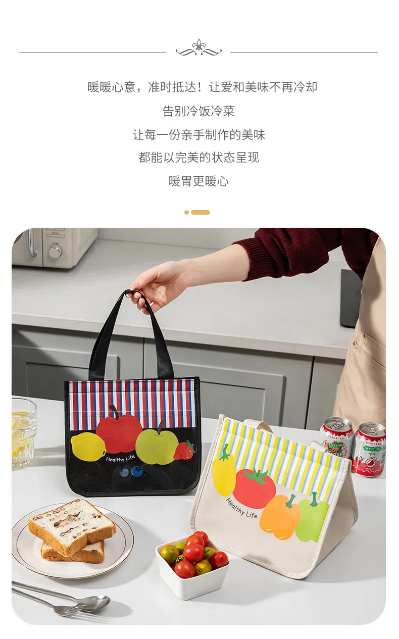 Insulated Lunch Bag for Students & Office Workers, Thickened Aluminum Foil Bento Box Tote, Portable Meal Prep Pouch for Hot or Cold Food showcase 2