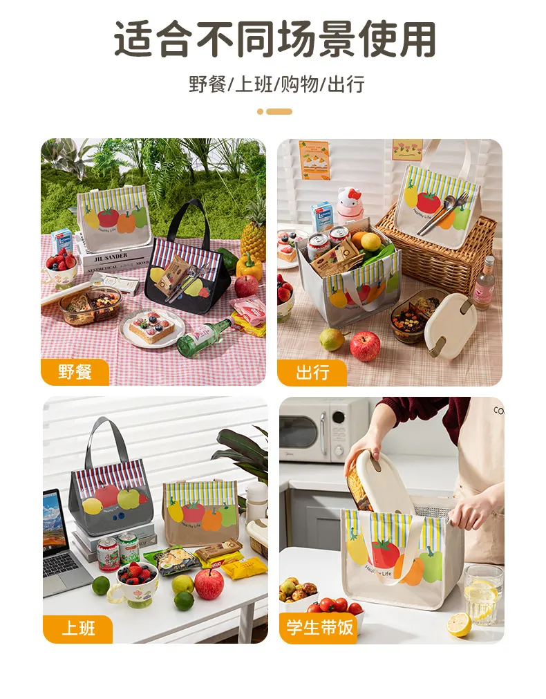 Insulated Lunch Bag for Students & Office Workers, Thickened Aluminum Foil Bento Box Tote, Portable Meal Prep Pouch for Hot or Cold Food showcase 3