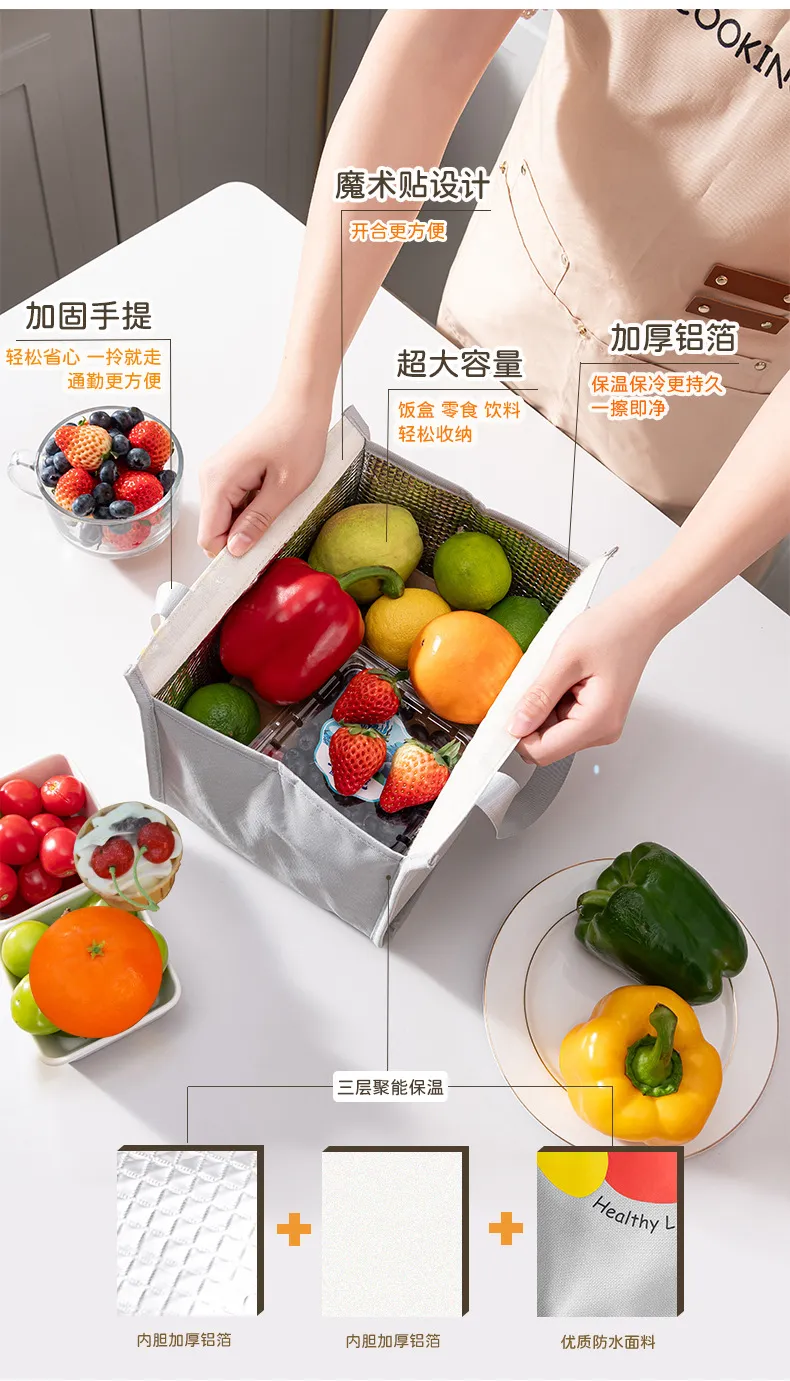 Insulated Lunch Bag for Students & Office Workers, Thickened Aluminum Foil Bento Box Tote, Portable Meal Prep Pouch for Hot or Cold Food showcase 4