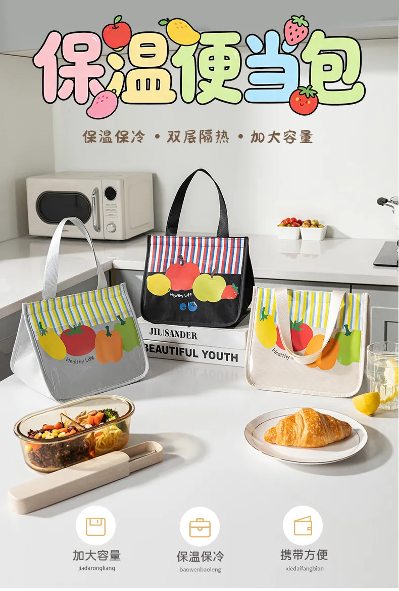 Insulated Lunch Bag for Students & Office Workers, Thickened Aluminum Foil Bento Box Tote, Portable Meal Prep Pouch for Hot or Cold Food showcase 1