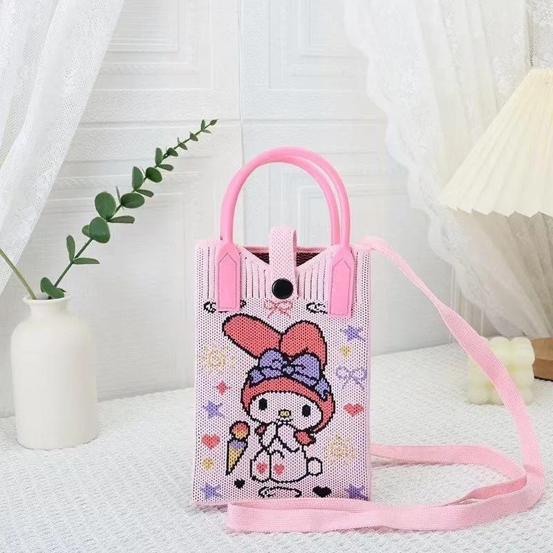 Cute Cartoon Knitted Phone Bag - Versatile Ins Style Handbag for Women, Trendy Small Tote Bag for Daily Essentials thumbnail 9