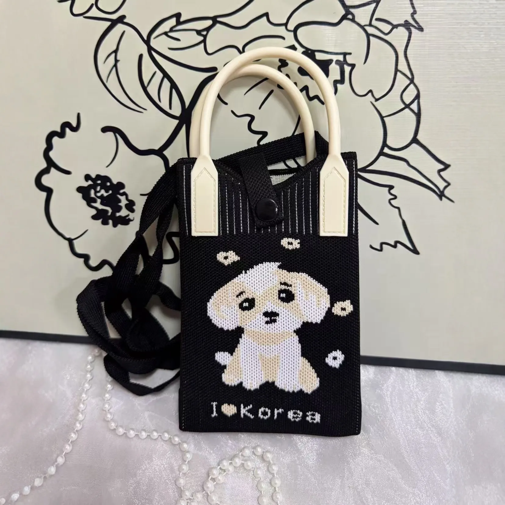 Cute Cartoon Knitted Phone Bag - Versatile Ins Style Handbag for Women, Trendy Small Tote Bag for Daily Essentials thumbnail 3