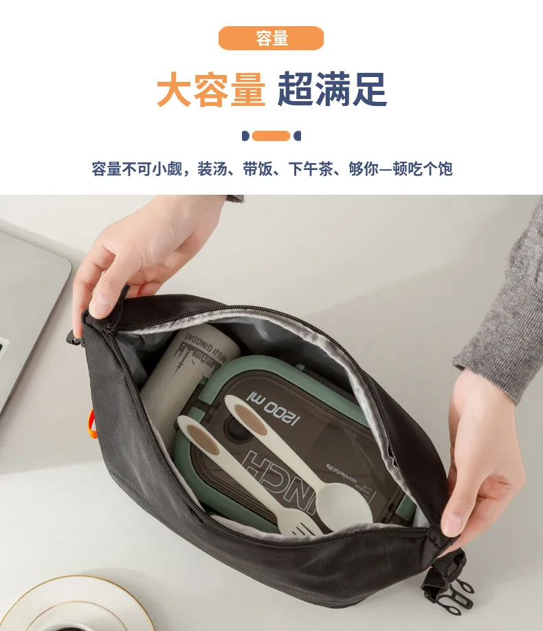 Japanese Style Large Capacity Bento Lunch Bag Insulated Thickened Aluminum Foil Portable Tote Lunch Box for Work School Picnic showcase 4