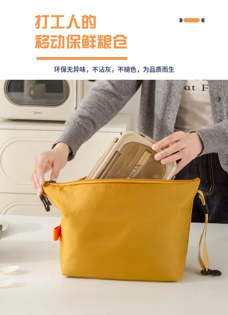 Japanese Style Large Capacity Bento Lunch Bag Insulated Thickened Aluminum Foil Portable Tote Lunch Box for Work School Picnic showcase 6