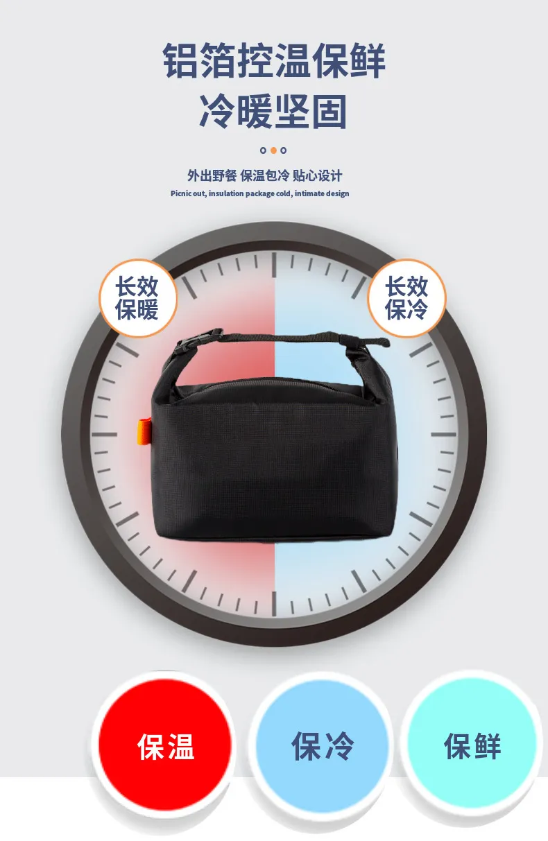 Japanese Style Large Capacity Bento Lunch Bag Insulated Thickened Aluminum Foil Portable Tote Lunch Box for Work School Picnic showcase 3