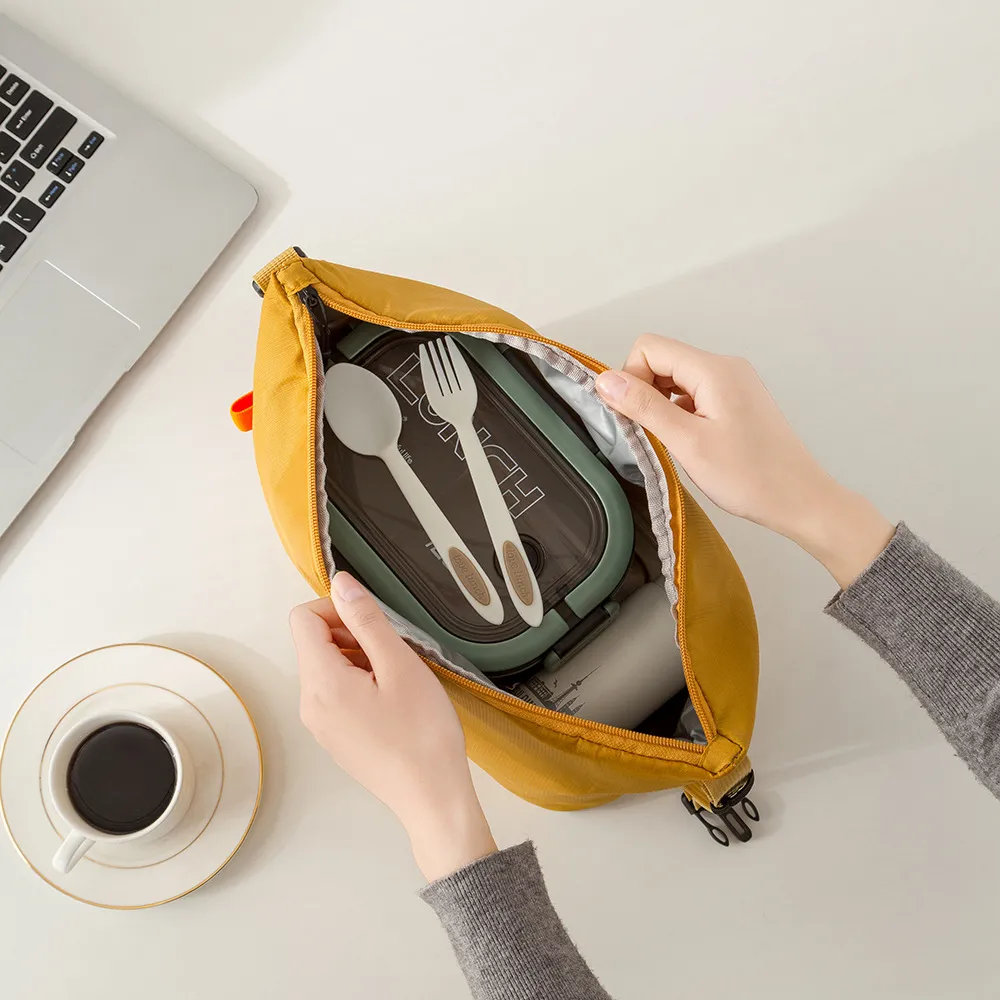 Japanese Style Large Capacity Bento Lunch Bag Insulated Thickened Aluminum Foil Portable Tote Lunch Box for Work School Picnic thumbnail 3