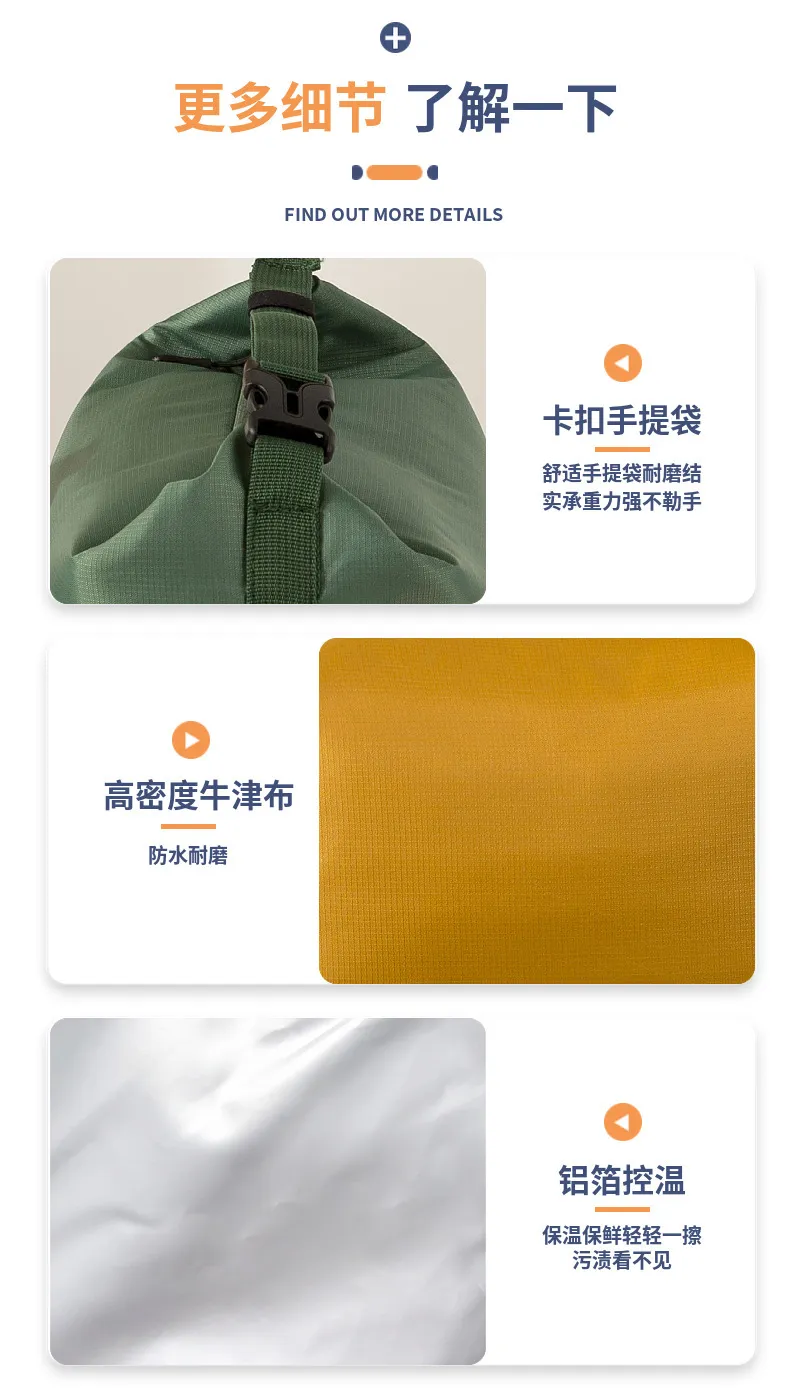 Japanese Style Large Capacity Bento Lunch Bag Insulated Thickened Aluminum Foil Portable Tote Lunch Box for Work School Picnic showcase 7