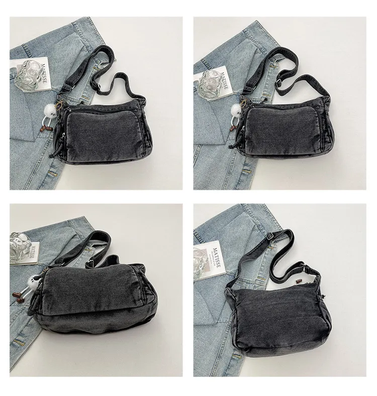 2026 New Autumn Winter Denim Tote Bag Women's Large Capacity Casual Crossbody Bag for College Students Commuting showcase 6