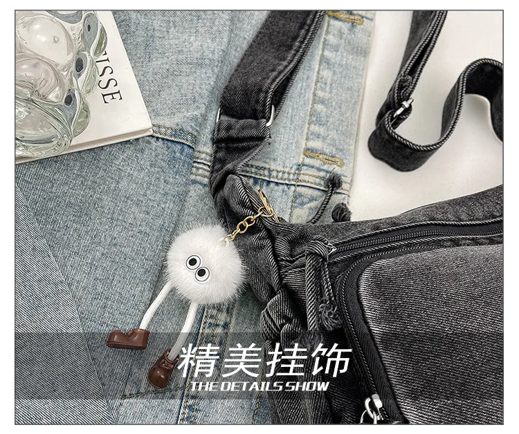 2026 New Autumn Winter Denim Tote Bag Women's Large Capacity Casual Crossbody Bag for College Students Commuting showcase 9