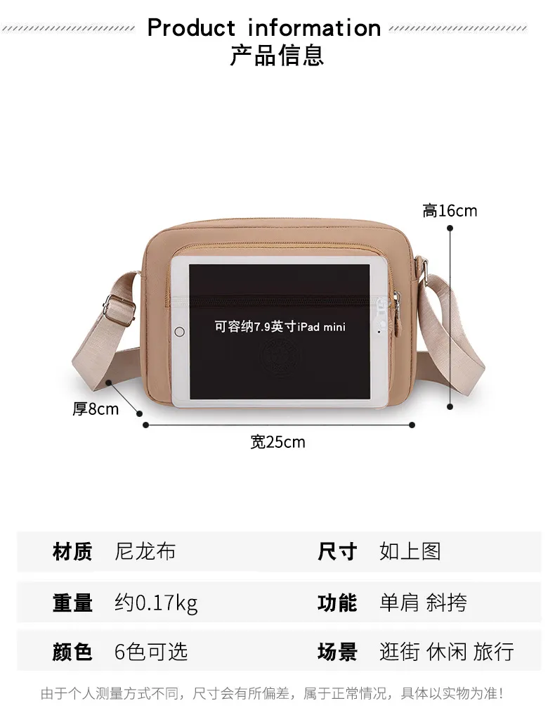 Women's Fashion Nylon Small Square Bag - Trendy Mom Crossbody & Shoulder Bag with Canvas Accents, Perfect for Phone & Coins showcase 1