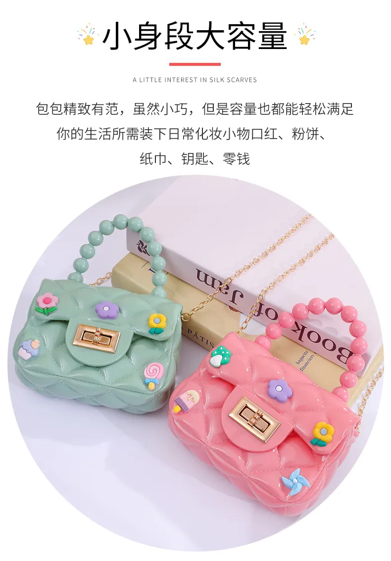 Handmade Patch Mini Crossbody Bag for Women & Children, Cute Jelly Coin Purse with Chain, Fashionable Small Shoulder Bag for Daily Use showcase 9