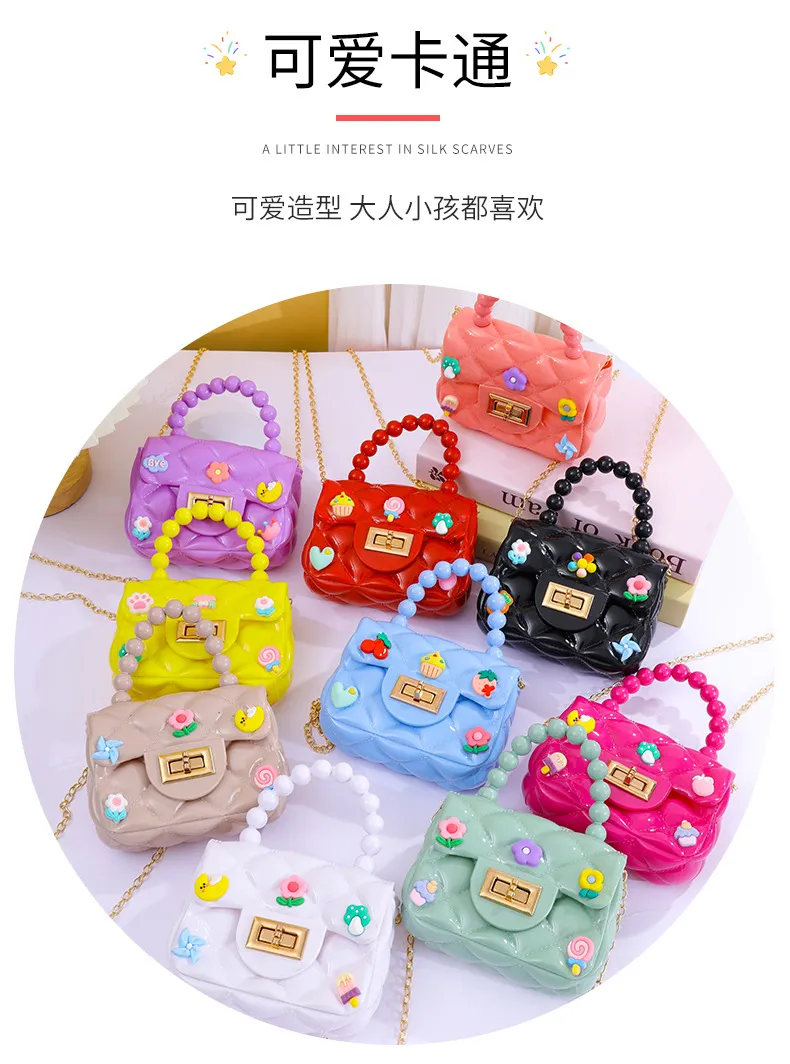 Handmade Patch Mini Crossbody Bag for Women & Children, Cute Jelly Coin Purse with Chain, Fashionable Small Shoulder Bag for Daily Use showcase 7