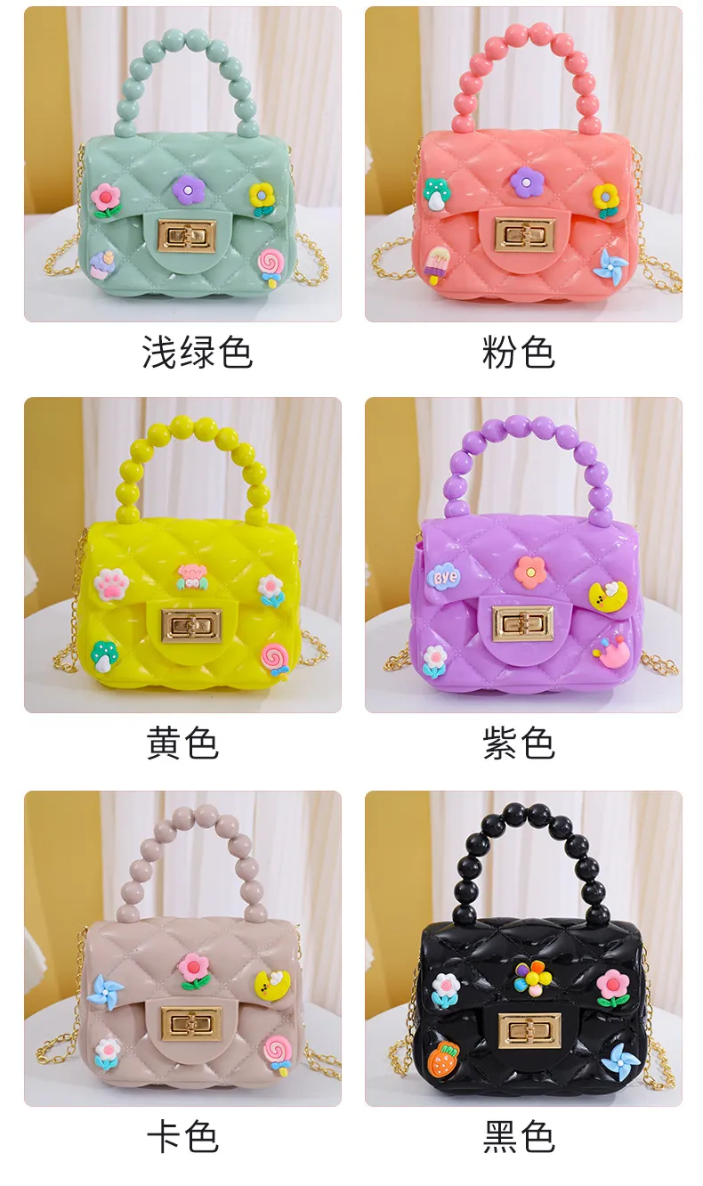 Handmade Patch Mini Crossbody Bag for Women & Children, Cute Jelly Coin Purse with Chain, Fashionable Small Shoulder Bag for Daily Use showcase 5