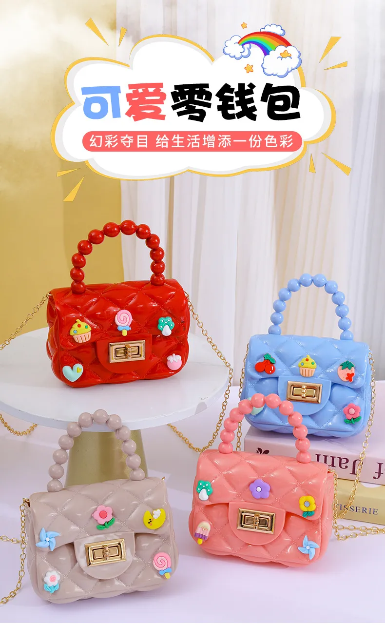 Handmade Patch Mini Crossbody Bag for Women & Children, Cute Jelly Coin Purse with Chain, Fashionable Small Shoulder Bag for Daily Use showcase 1