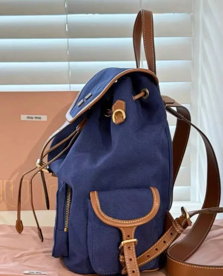 Miu Miu 2025 Canvas Backpack: Large Capacity, Versatile, Portable Shoulder Travel & Commuter Bag for Women showcase 9