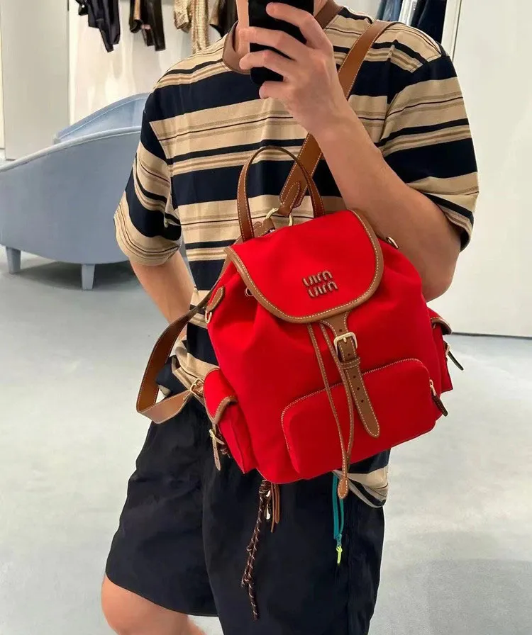 Miu Miu 2025 Canvas Backpack: Large Capacity, Versatile, Portable Shoulder Travel & Commuter Bag for Women showcase 7