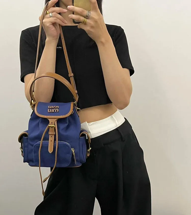 Miu Miu 2025 Canvas Backpack: Large Capacity, Versatile, Portable Shoulder Travel & Commuter Bag for Women showcase 5