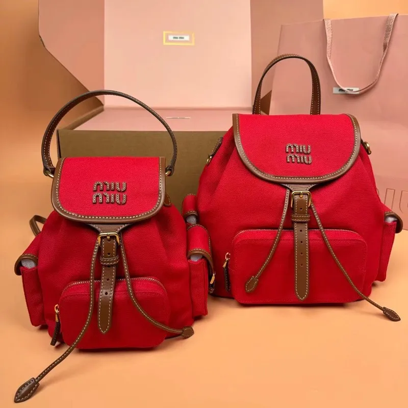 Miu Miu 2025 Canvas Backpack: Large Capacity, Versatile, Portable Shoulder Travel & Commuter Bag for Women - Image 8