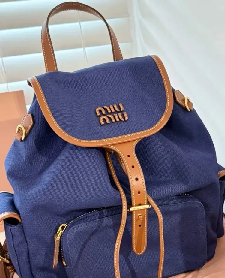Miu Miu 2025 Canvas Backpack: Large Capacity, Versatile, Portable Shoulder Travel & Commuter Bag for Women showcase 12
