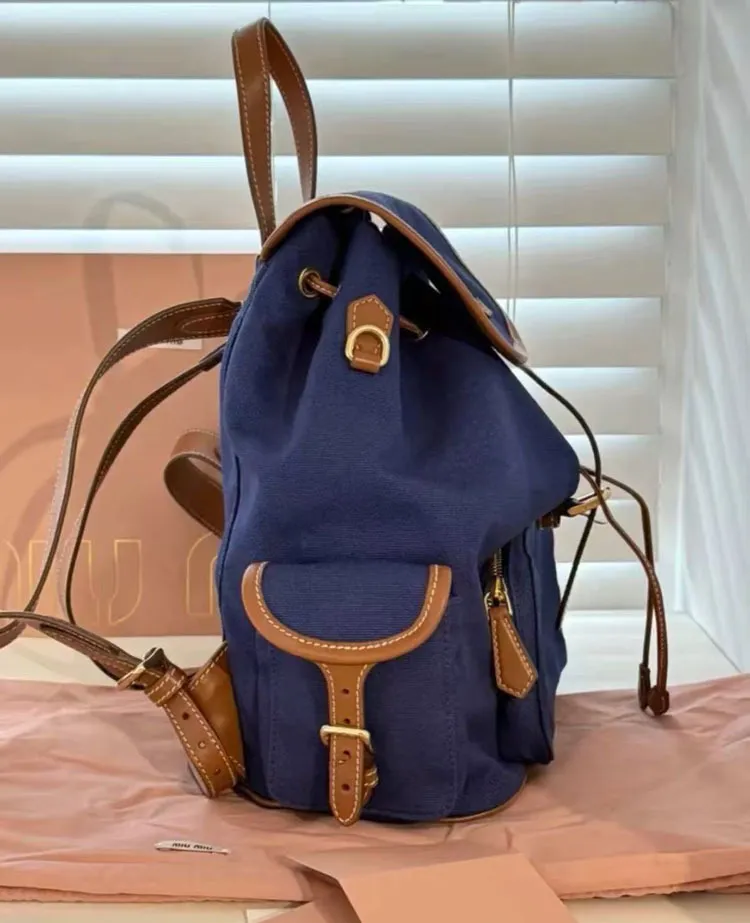 Miu Miu 2025 Canvas Backpack: Large Capacity, Versatile, Portable Shoulder Travel & Commuter Bag for Women showcase 11