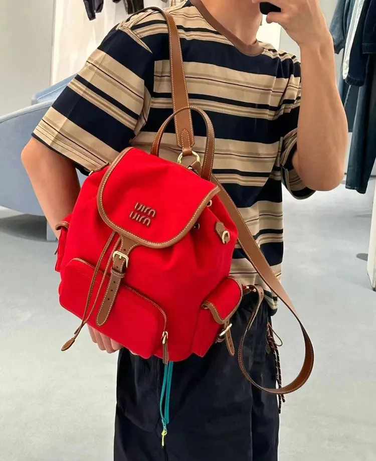Miu Miu 2025 Canvas Backpack: Large Capacity, Versatile, Portable Shoulder Travel & Commuter Bag for Women showcase 6